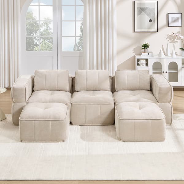 SONNENH 3-sitssoffa, Polyester, Beige, 271 × 162 × 67 cm