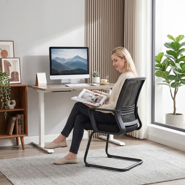 SONNENH Kontorstol – sæt med 2, Netstof, Sort, 58,5 × 57,5 × 93 cm