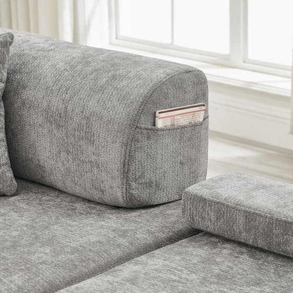 SONNENH Foldbar sofa i massivt træ – Multifunktionel enkel sovesofa med udtræk - LYSGRÅ