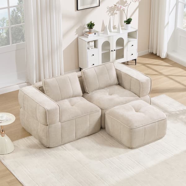 SONNENH 2-sitssoffa, Polyester, Beige, 198 × 162 × 67 cm