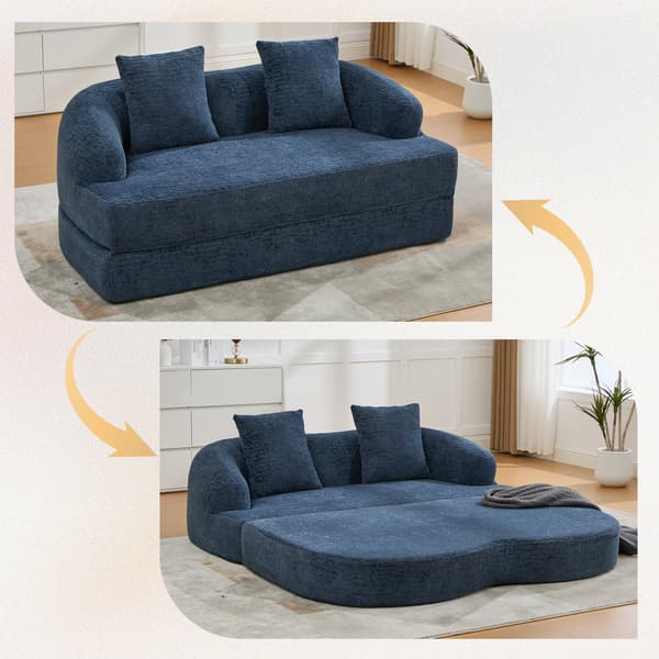 SONNENH Sovesofa, Chenille, Marineblå, 157 × 84 × 65 cm