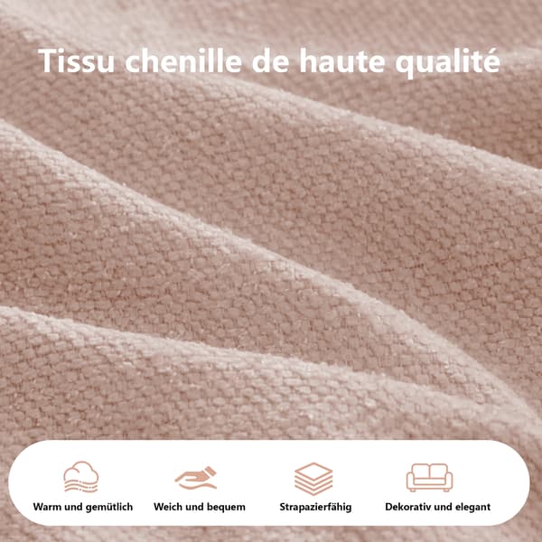 SONNENH Manchester Höger Chaise Soffa Med Kuddar Chenille -Rosa