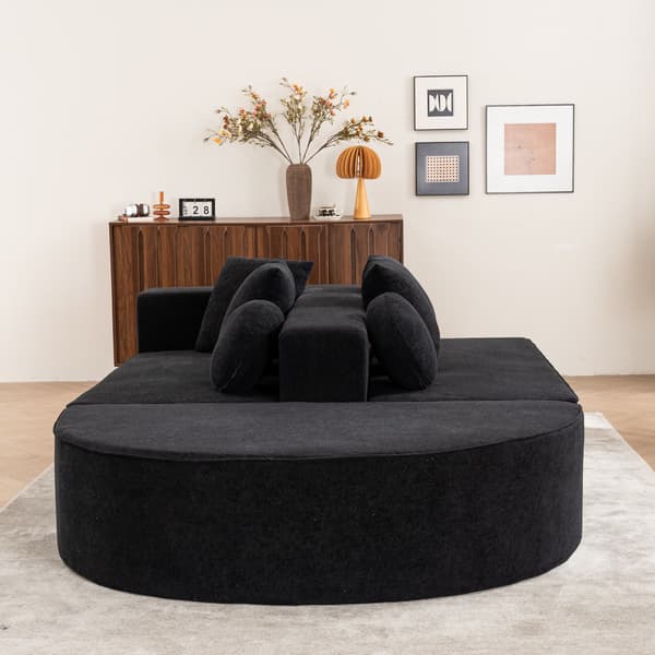 SONNENH Helt komprimerad benlös soffa, vardagsrum/sovrum med segmenterad molnsoffa, modern modulsoffa, ingen montering, bekvämt hudvänligt chenilletyg