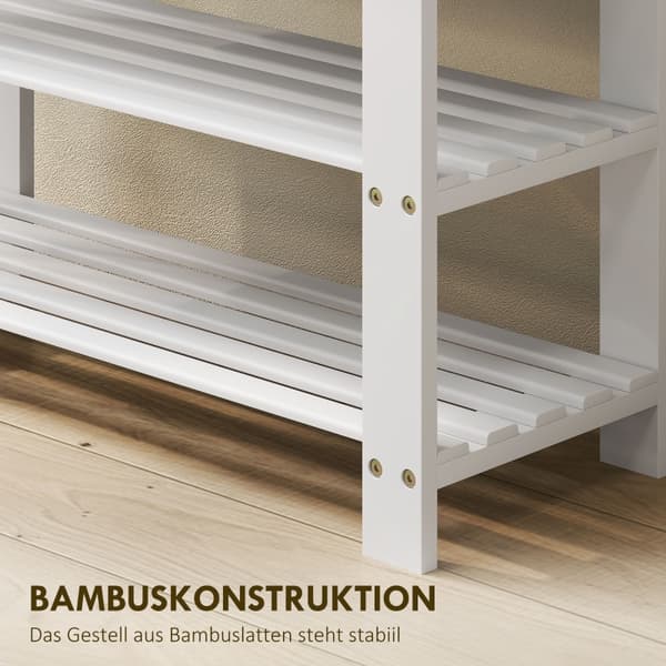 SONNENH Förvaringsbänk, Bambu, Vit, 70 × 28 × 45 cm