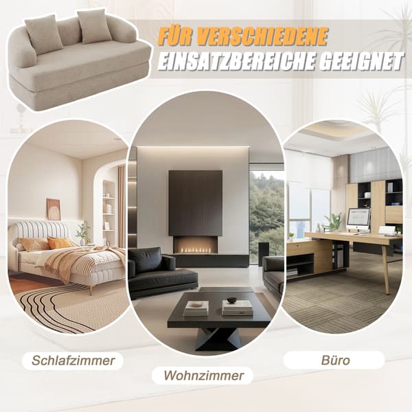 SONNENH Bäddsoffa, Chenille, Khaki, 157 × 84 × 65 cm