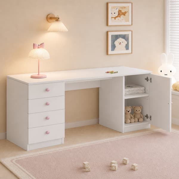 SONNENH Skrivebord, MDF, Hvid, 155 × 45 × 74 cm