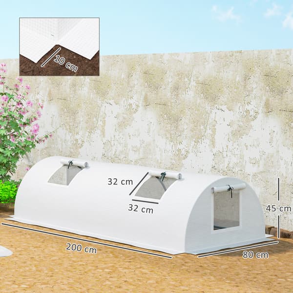 SONNENH Drivhus, Plast, Hvid, 200 × 80 × 45 cm