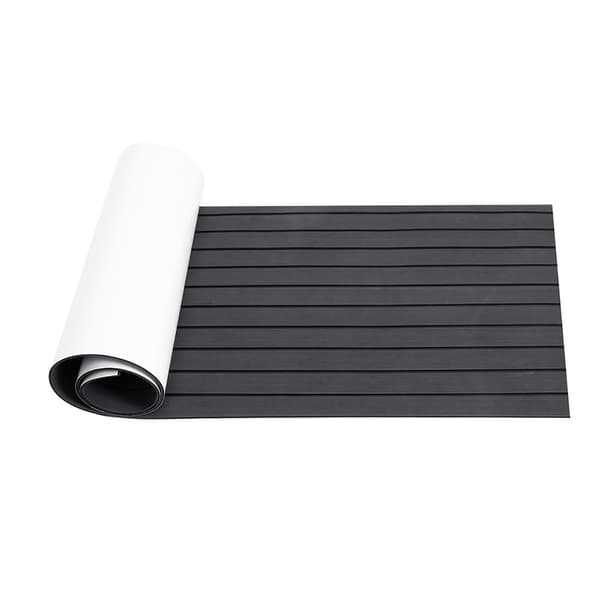 Selvklæbende EVA båddæksmåtte 240×90×0,6 cm, mørkegrå med sorte striber, 6 mm