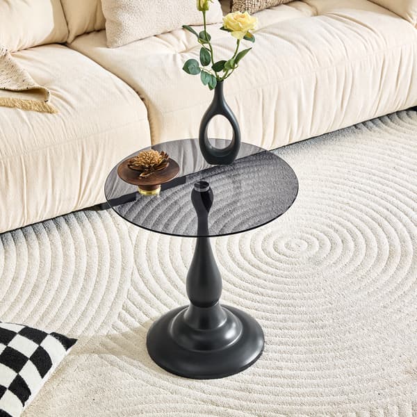 SONNENH Sidebord, Glas / Metal, Sort, 50 × 50 × 51,5 cm