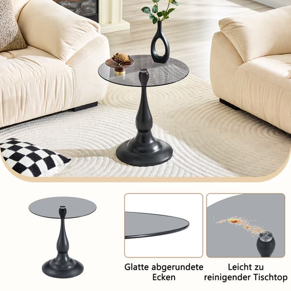 SONNENH Sidebord, Glas / Metal, Sort, 50 × 50 × 51,5 cm