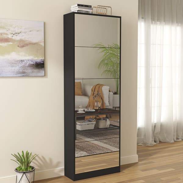 SONNENH Skoskab, MDF, Sort, 63 × 23,6 × 185 cm
