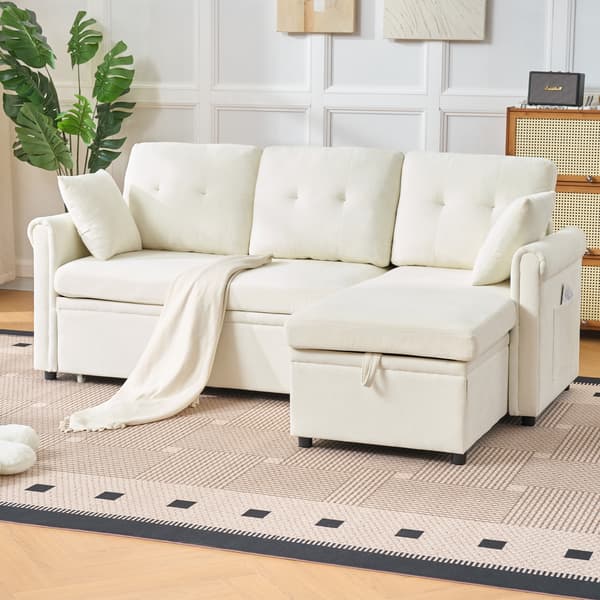 SONNENH Sovesofa, Chenille, Beige, 206 × 130 × 85 cm