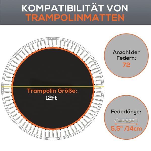SONNENH Trampolinmatta, Rund hoppmatta, Polypropen, Orange