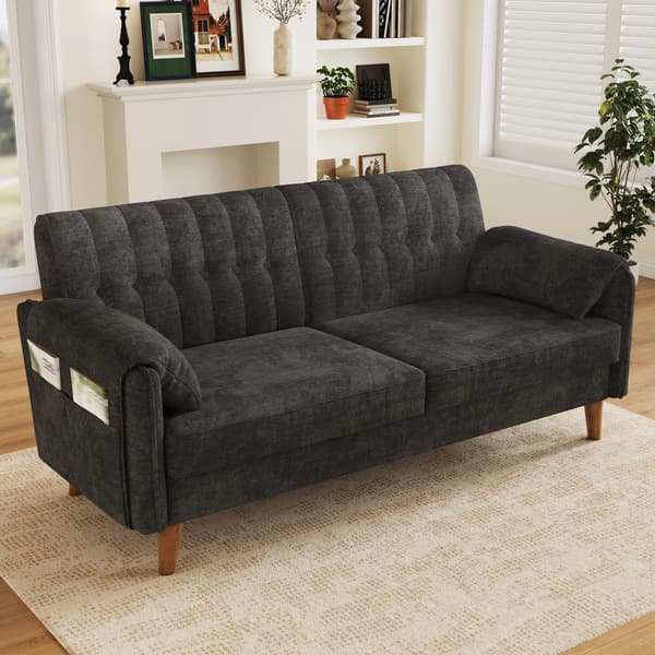 SONNENH 2-sitssoffa, Chenille, Mörkgrå, 161,5 × 79 × 83,5 cm