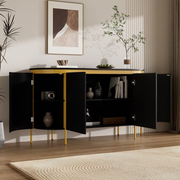 SONNENH Sideboard, MDF, Svart, 140 × 38 × 80 cm