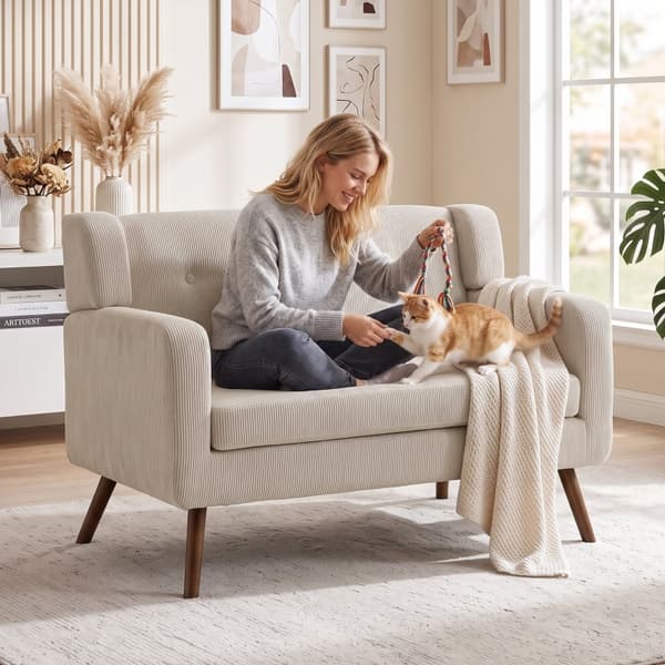 SONNENH 2-sitssoffa, Polyester, Beige, 118 × 72 × 80 cm