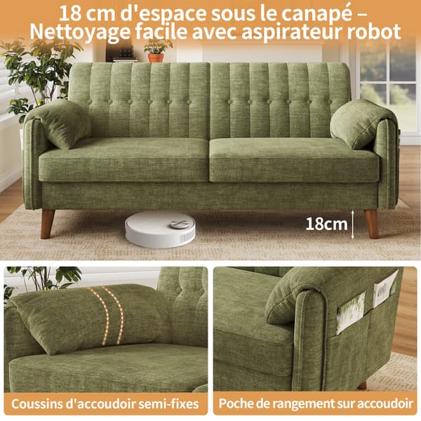 SONNENH 2-sitssoffa, Chenille, Grön, 161,5 × 79 × 83,5 cm