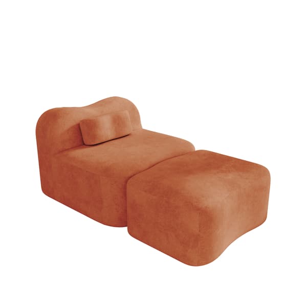 SONNENH Sofa, Velour, Orange, 96 × 167 × 70 cm