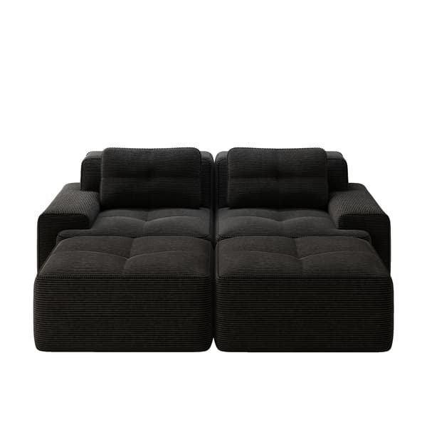 SONNENH Cloud Modular Sofa Boneless U-formad soffa, bekväm Corduroy Cloud Sofa, Modular Sofa med ottomansk, modulär tvåsitsig soffa