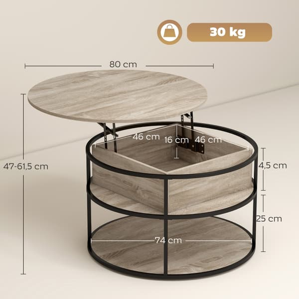 SONNENH Soffbord, MDF, Ek, 80 × 80 × 61,5 cm