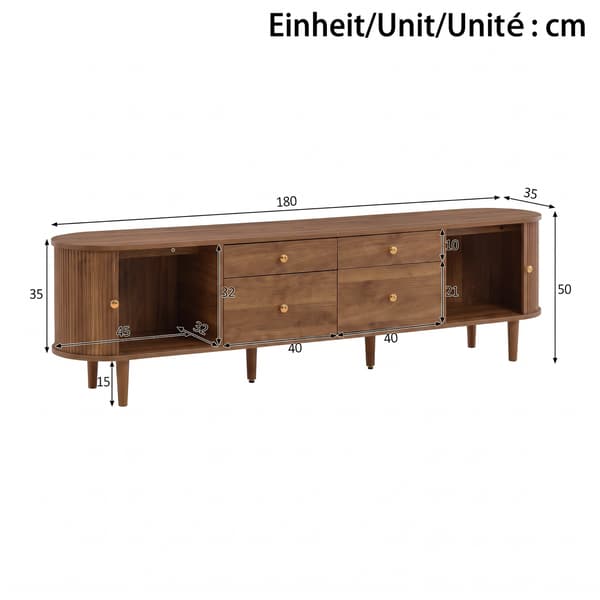 SONNENH TV-bord, MDF / Spånplade, Valnød, 180 × 35 × 50 cm