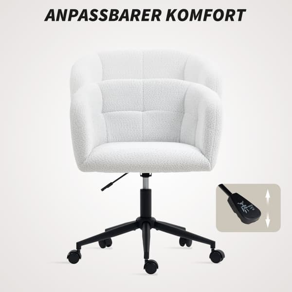 SONNENH Kontorstol, Polyester, Cremehvid, 65 × 59 × 85 cm