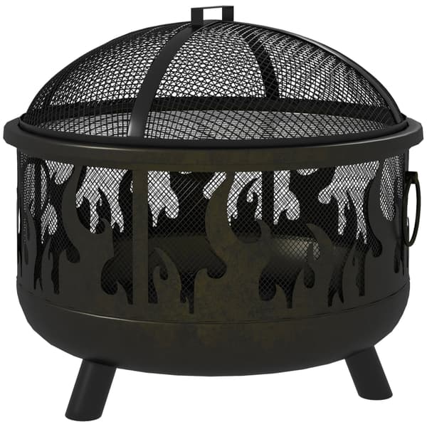 SONNENH Eldskål eldstad, inklusive gnistskydd, 1 eldpinne, Ø61,5 cm x 52 cm, svart
