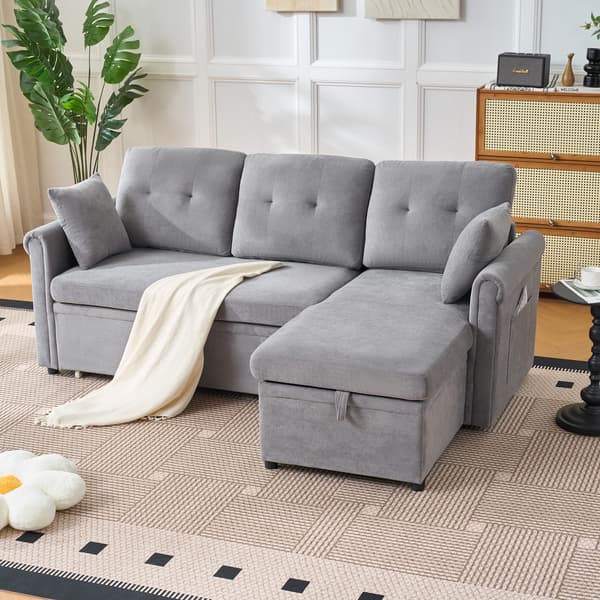 SONNENH Sovesofa, Chenille, Grå, 206 × 130 × 85 cm