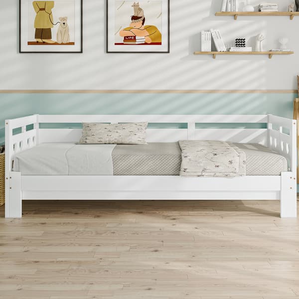 Sängram med förvaring, 90 x 190 cm, vit, med förvaring