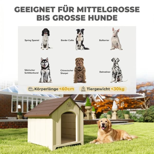 SONNENH Hundehus, Polyethylen, Beige, 88 × 79 × 89 cm