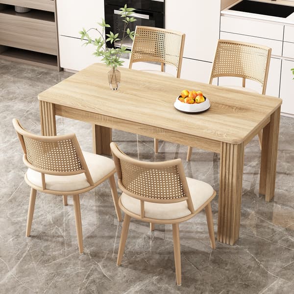 SONNENH 4 matstolar, PU-säte, rottingstöd, vardagsrum, sovrumsstol, beige