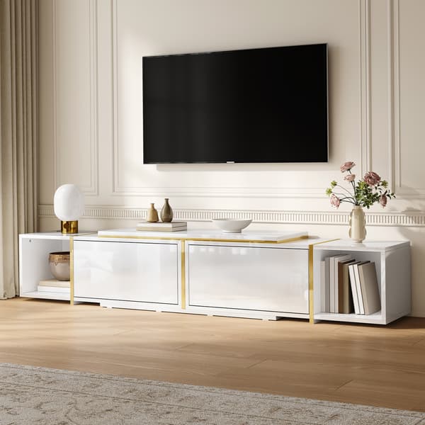 SONNENH TV-bord, Spånplade, Hvid, 275 × 35 × 37 cm