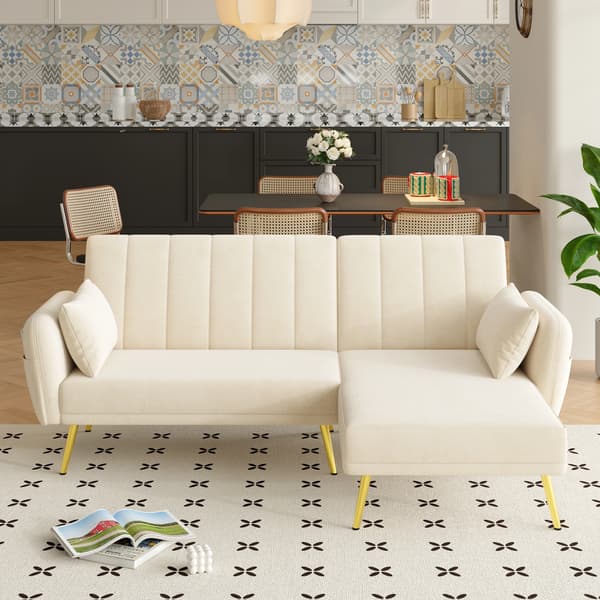 SONNENH Modern hopfällbar soffa, L-formad soffa, bäddsoffa med extra hörn, hörnsoffa med sovfunktion, lämplig för vardagsrum, sovrum, hemmabio