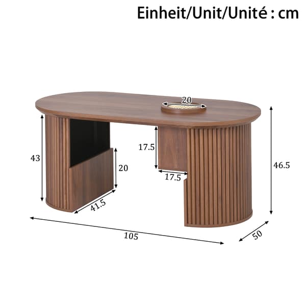 SONNENH Soffbord, MDF, Valnöt, 105 × 50 × 46,5 cm
