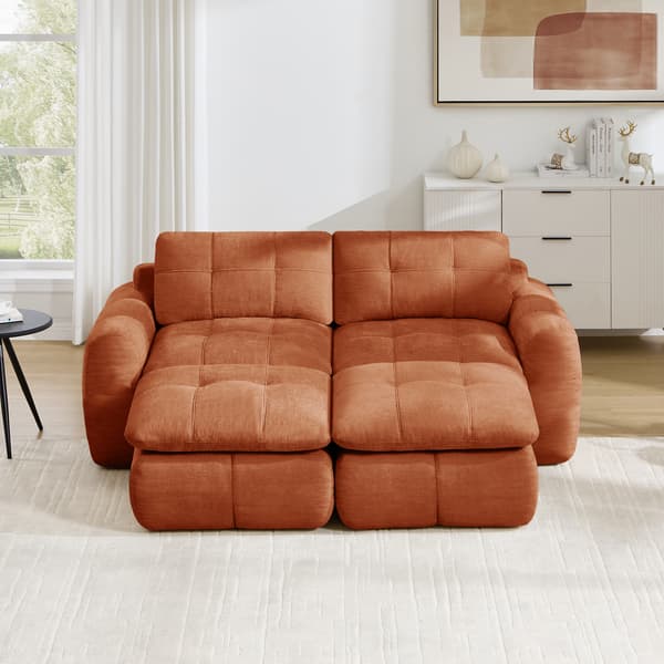 SONNENH 2-personers sofa, Chenille, Orange, 194 × 160 × 68 cm