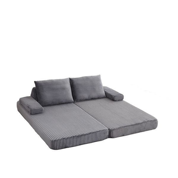 SONNENH Sofa, Fløjl / Skum, Grå, 211,5 × 106,5 × 62 cm