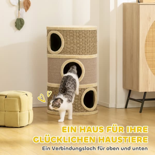 SONNENH Klöstunna för katt, Polyester, Khaki / Brun, 45 × 45 × 79 cm