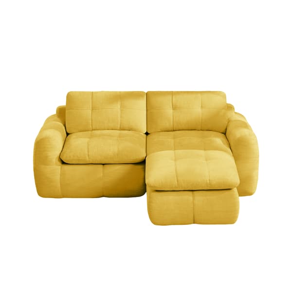 SONNENH 2-sits L-formad modulsoffa utan ram, rutig quiltad design, chenilleöverdrag, halkfri botten