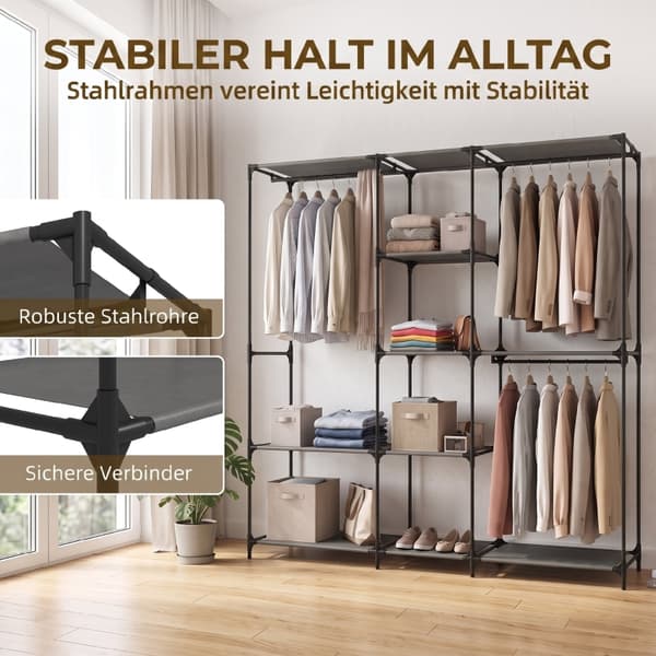 SONNENH Opbevaringsskab, Polyester, Sort, 182 × 43 × 182 cm