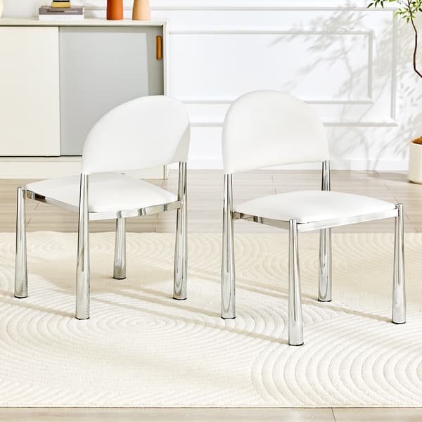 SONNENH Spisestuestol – sæt med 2, PU, Hvid, 45 × 48 × 80 cm