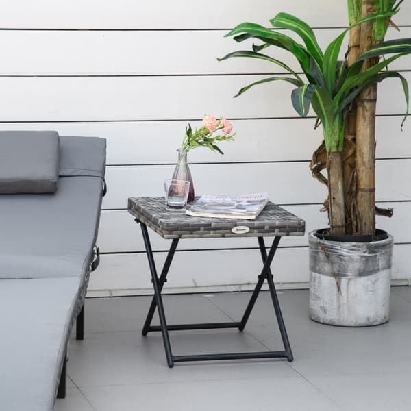 SONNENH Havebord polyrattan foldbart sofabord foldbart bord metalramme grå 40x40x40 cm
