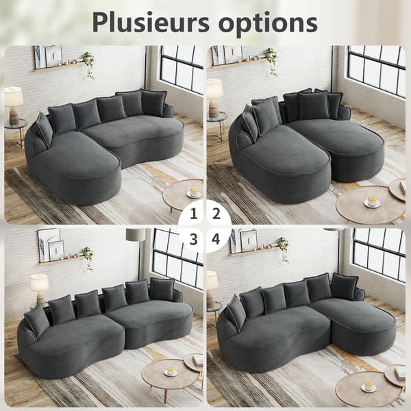 SONNENH Bekväm Chenille Cloud Double Sofa, Frameless Design, Extra Large Double Chaise Longue, Pillow Inkluderad
