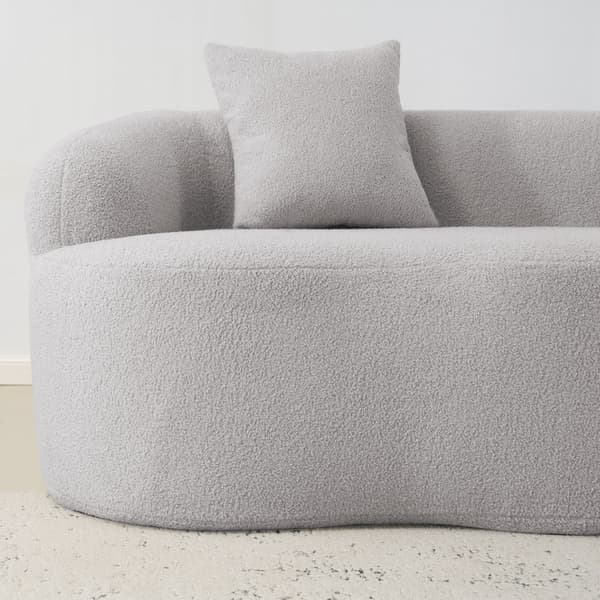 SONNENH Ljusgrå böjd dubbelssoffa, runda armstöd, kompressionssoffa med 2 kuddar, beige sovrumsoffa, ingen montering krävs