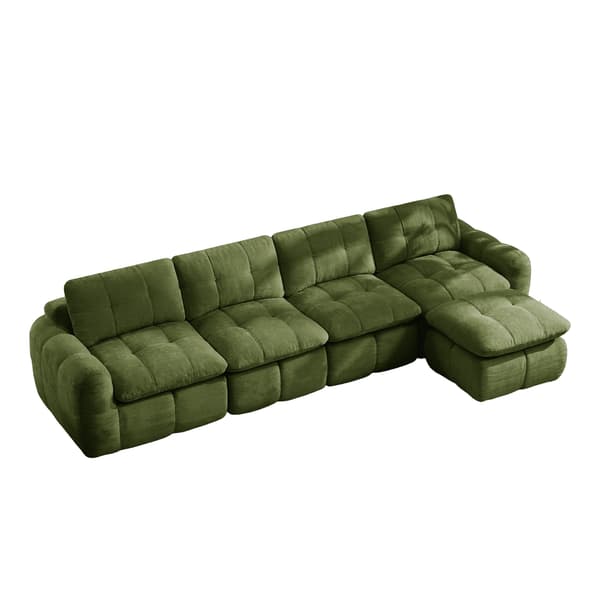 SONNENH Hjørnesofa, Chenille, Grøn, 334 × 160 × 68 cm