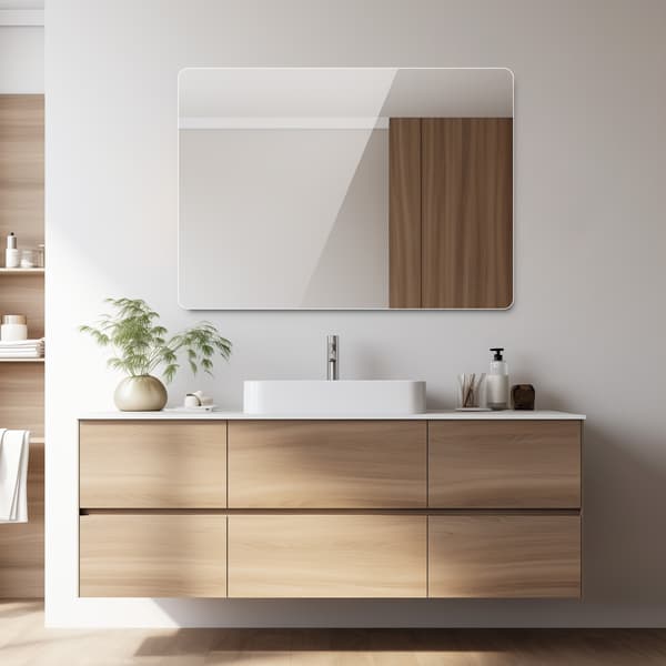 SONNENH 60*80CM Ramlöst väggspegel – HD kopparfri badrumsspegel, modern sminkspegel / sovrum / hall