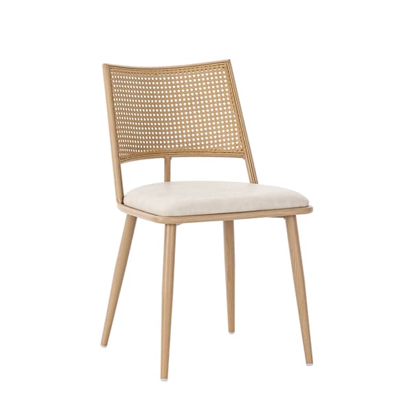SONNENH 2 matstolar, PU-säte, rottingryggstöd, vardagsrum, sovrum stol, beige