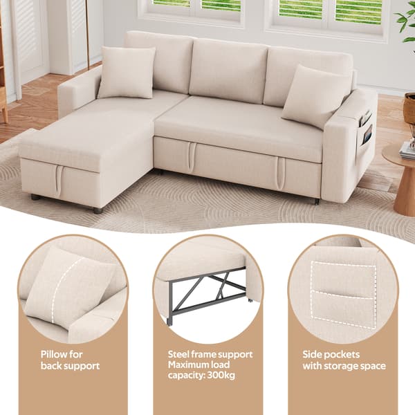 SONNENH Sovesofa, Hørlook, Beige, 219,5 × 142,5 × 83 cm