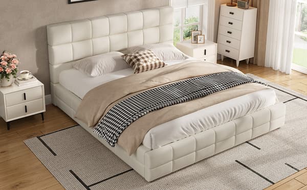 SONNENH 180x200 opforstokket platformseng, Beige