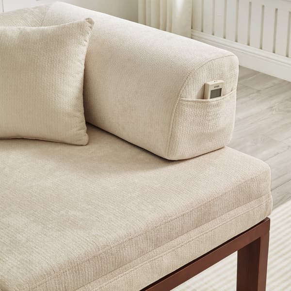 SONNENH Solid Træ Folde Sofa Seng – Multifunktionel Enkel Udtræksseng - BEIGE