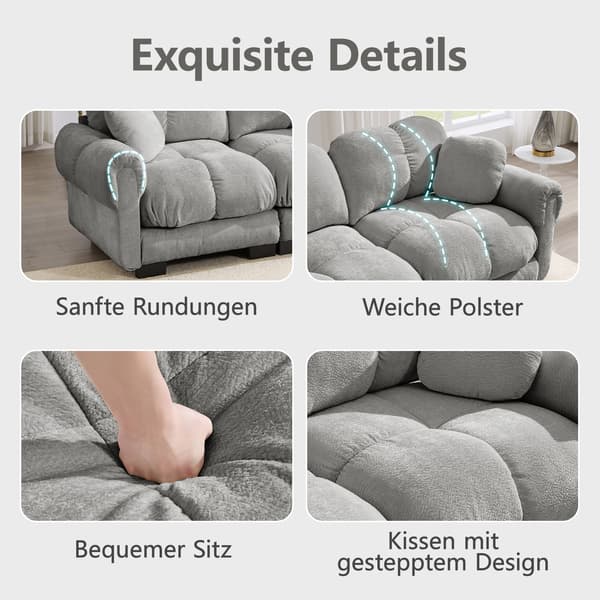 SONNENH 2-sitsig Chenille Sofa, L-formad Modular Corner Sofa, Fine Quilted Design, Elegant Style, Thick Seat Cushions, Soft & Supportive